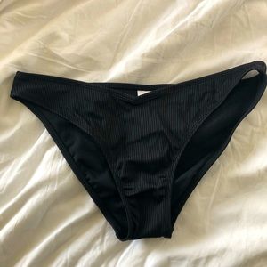 Bikini bottoms, never worn, size large, Black, v cut in the front, cheeky style
